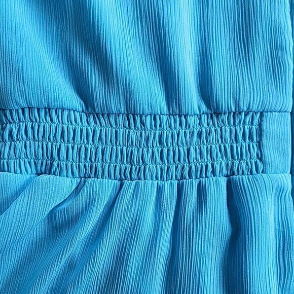 White House Black Market Blue Asymmetrical Halter Sundress - Picture 2 of 10